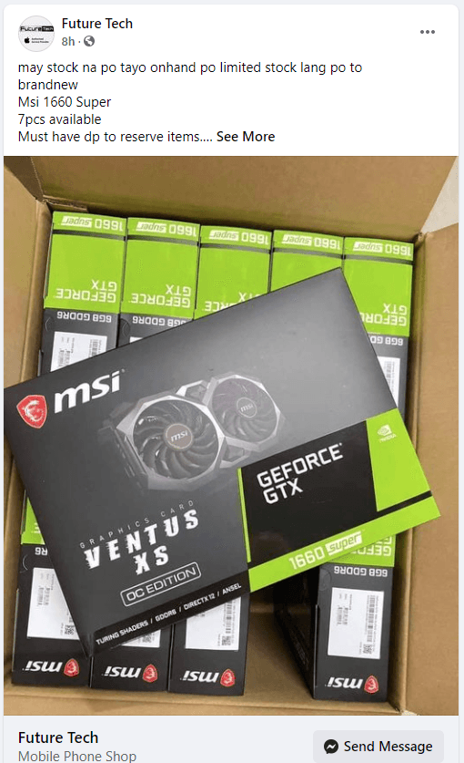 Box filled with GTX 1660 Super