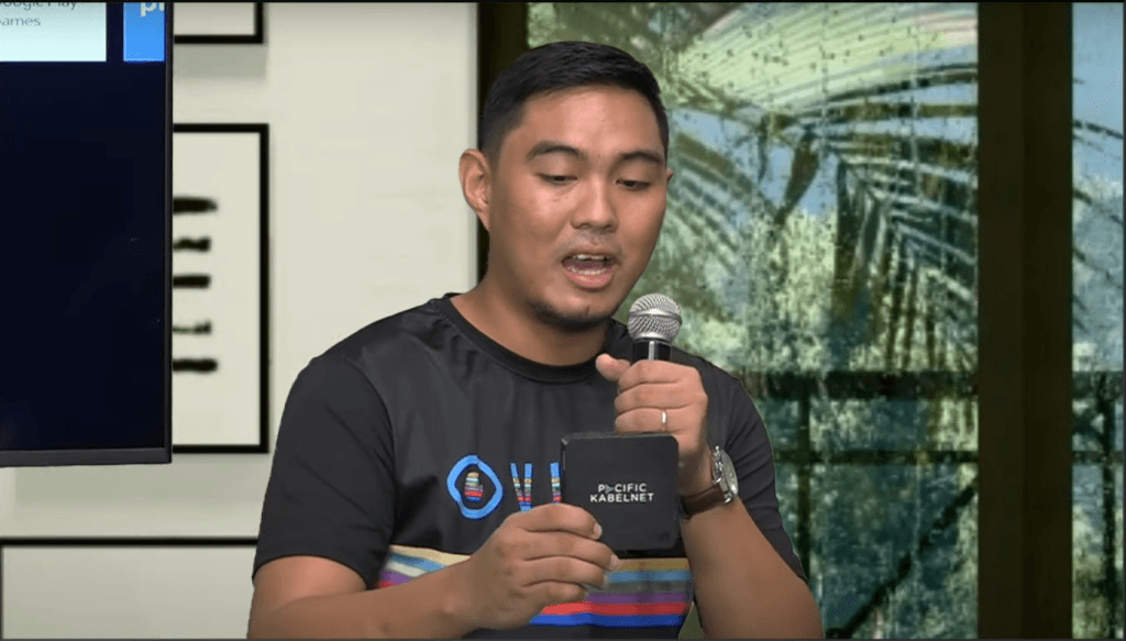 VISION entertainment box shown by Converge ICT Product Manager Sean Alegre