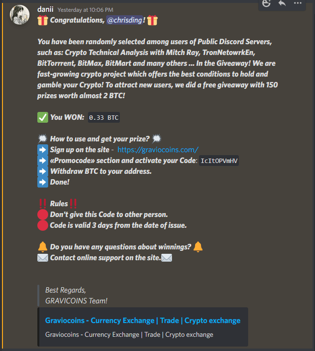 Screengrab of Discord message form @danii