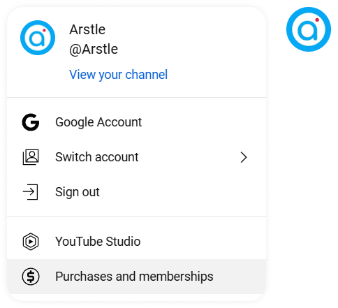 Purchases and Memberships options on the YouTube Website